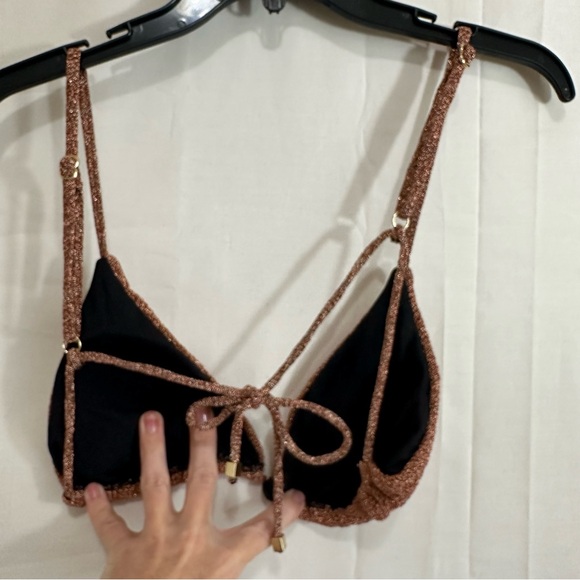 Women’s Metallic Brown Triangle Bikini Top - Picture 8 of 11